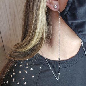 Sterling Silver Mask Chain w/3mm Black Onyx